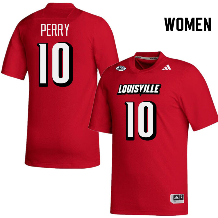 Women #10 Benjamin Perry Louisville Cardinals College Football Jerseys Stitched-Red